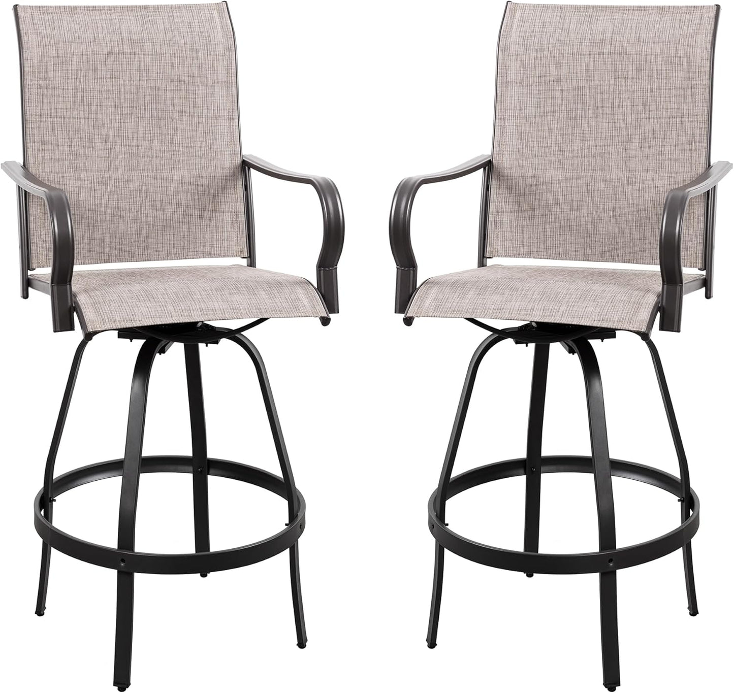 Vongrasig 2 Piece Patio Swivel Bar Chairs for Outdoor Spaces