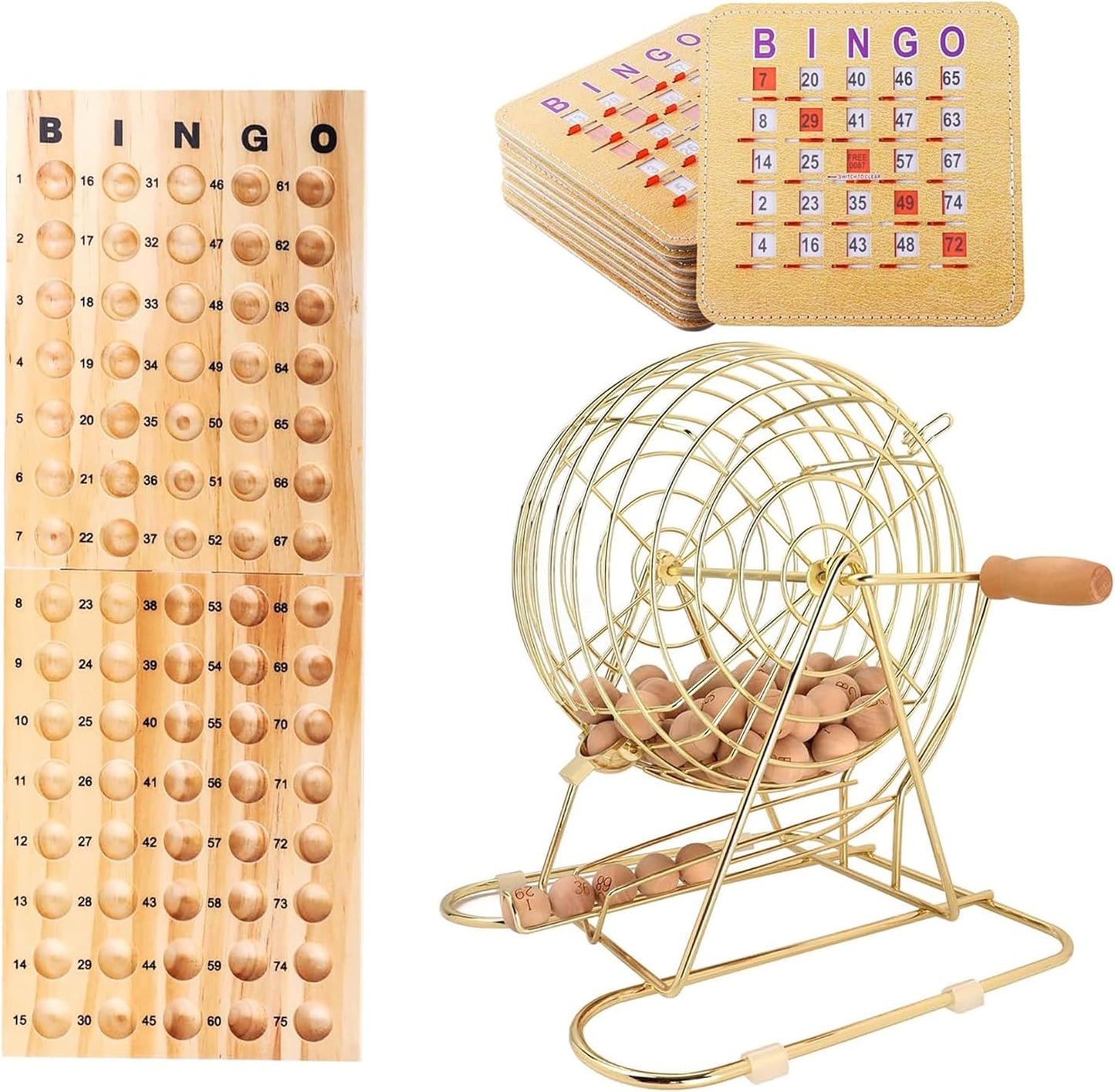 Deluxe Bingo Game Set with Large Brass Cage for Fun Nights