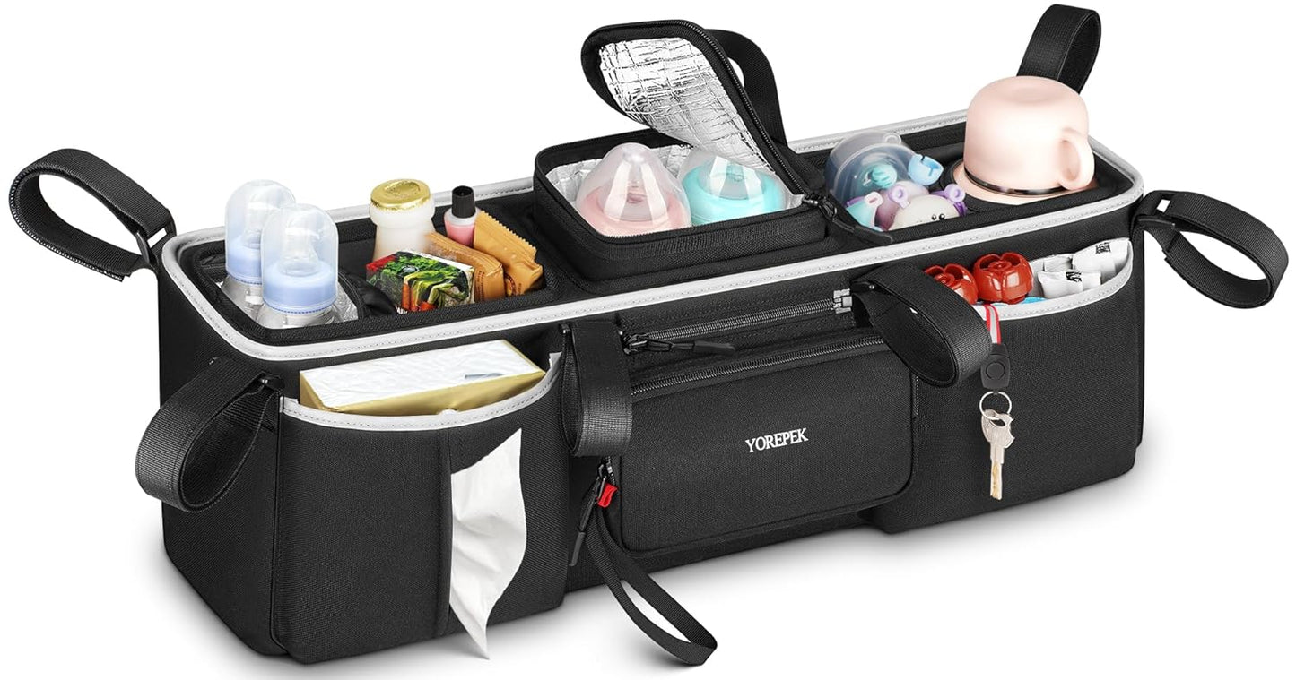 YOREPEK Heavy Duty Double Stroller Organizer for Parents on the Go
