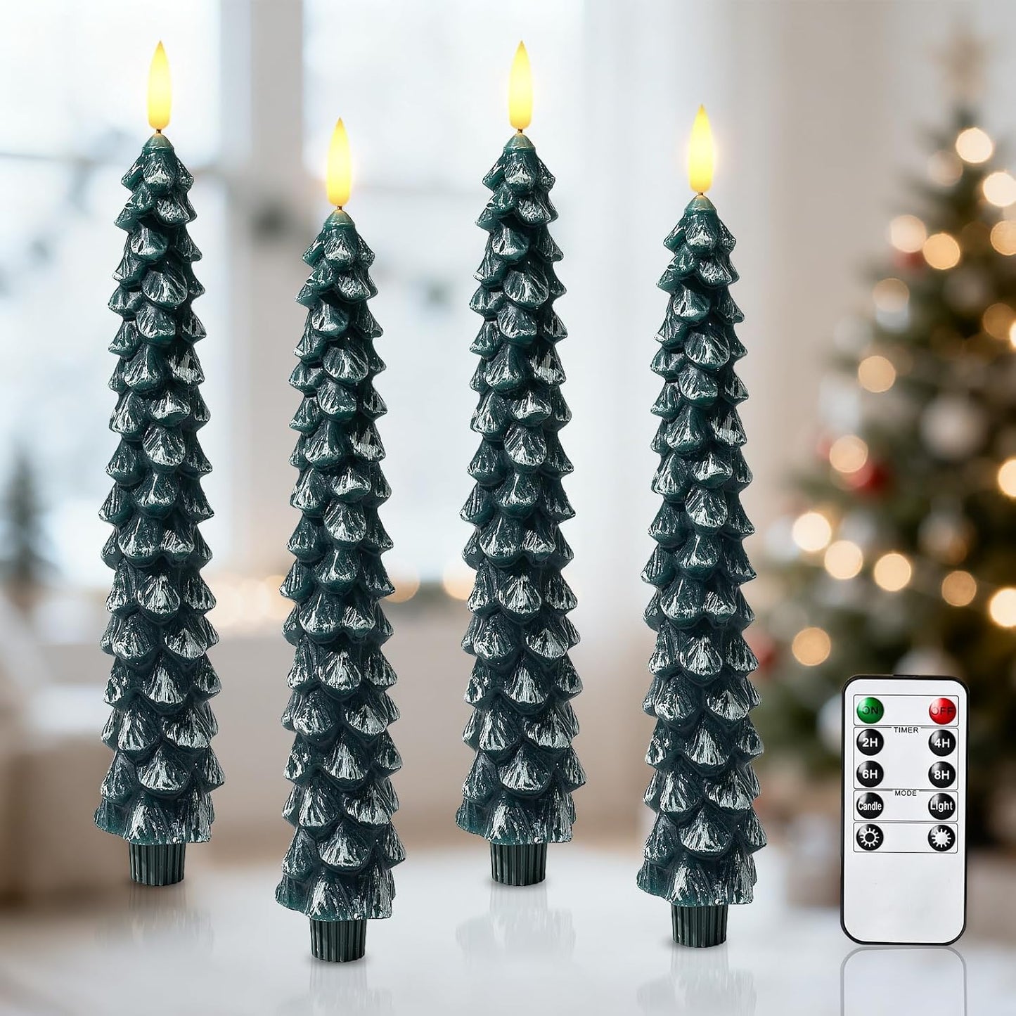 Christmas Decorations Indoor with Flameless Taper Candles