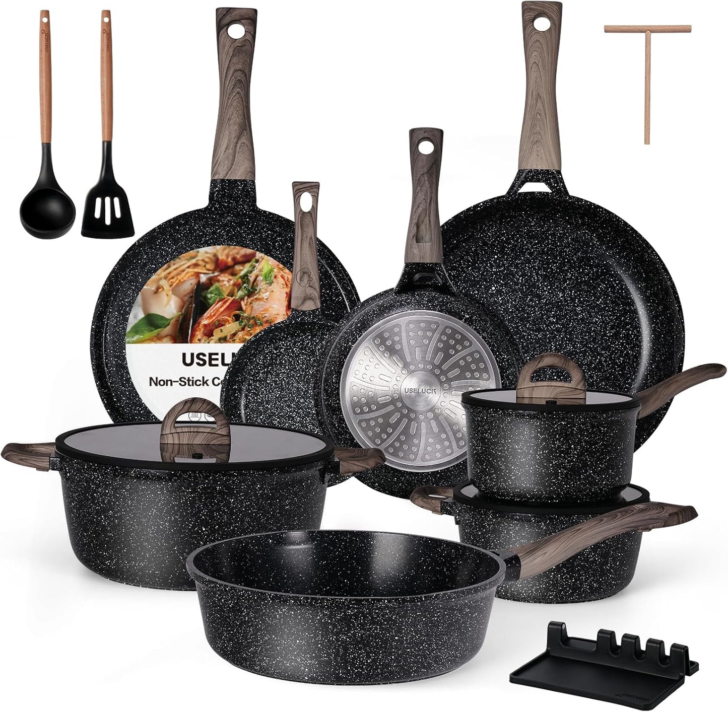 Ceramic Cookware Set 22 Piece Nonstick Pots and Pans Set