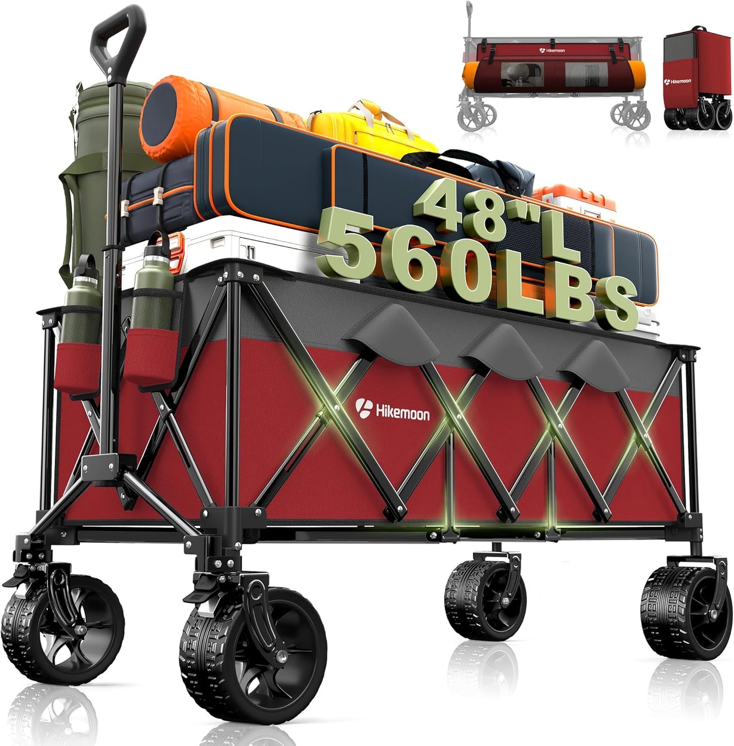 Collapsible Wagon Cart with 560LB Capacity for All Terrain Use