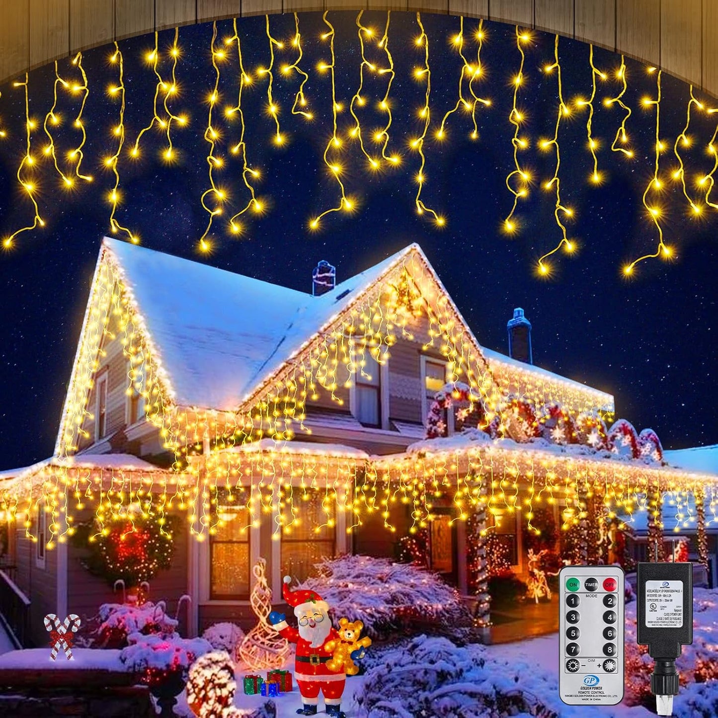 Warm White Christmas Icicle String Lights for Festive Decor