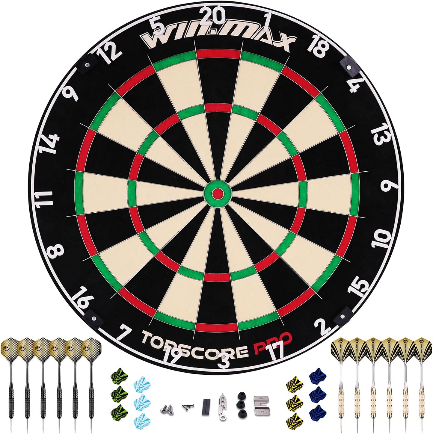 WIN.MAX Dart Board - Premium Bristle Steel Tip Dartboard Set