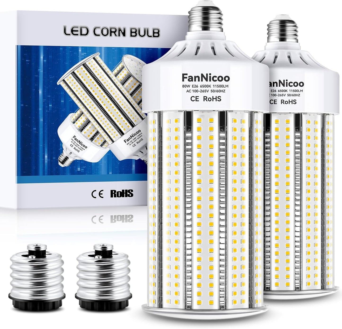 Super Bright 80W LED Corn Bulb 11500 Lumen for Indoor Outdoor Use