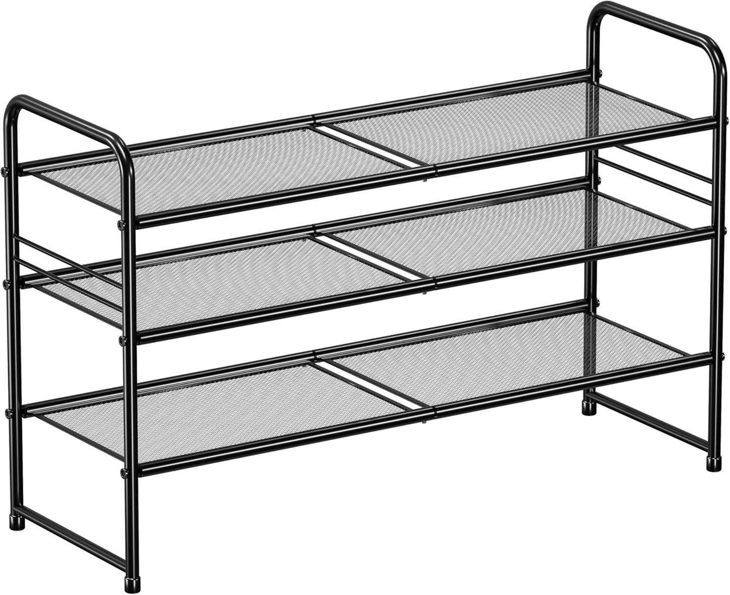 3-Tier Mesh Shoe Rack for Organized Storage and Stability