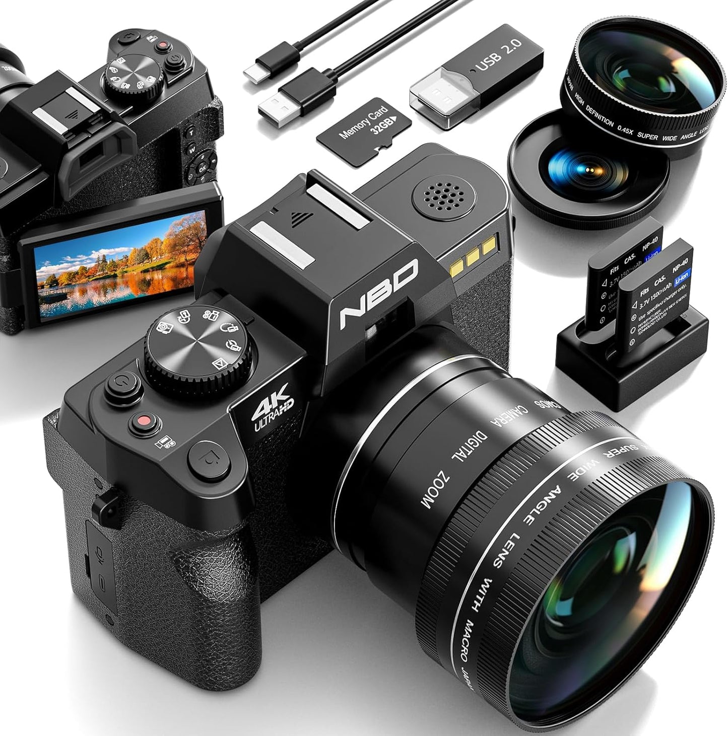 48MP WiFi Camera: 4K Vlogging, 16X Zoom, Anti-Shake