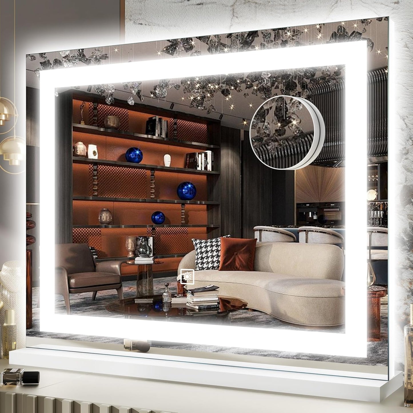 FENNIO 22in x 20in Vanity Mirror with Lights for Makeup