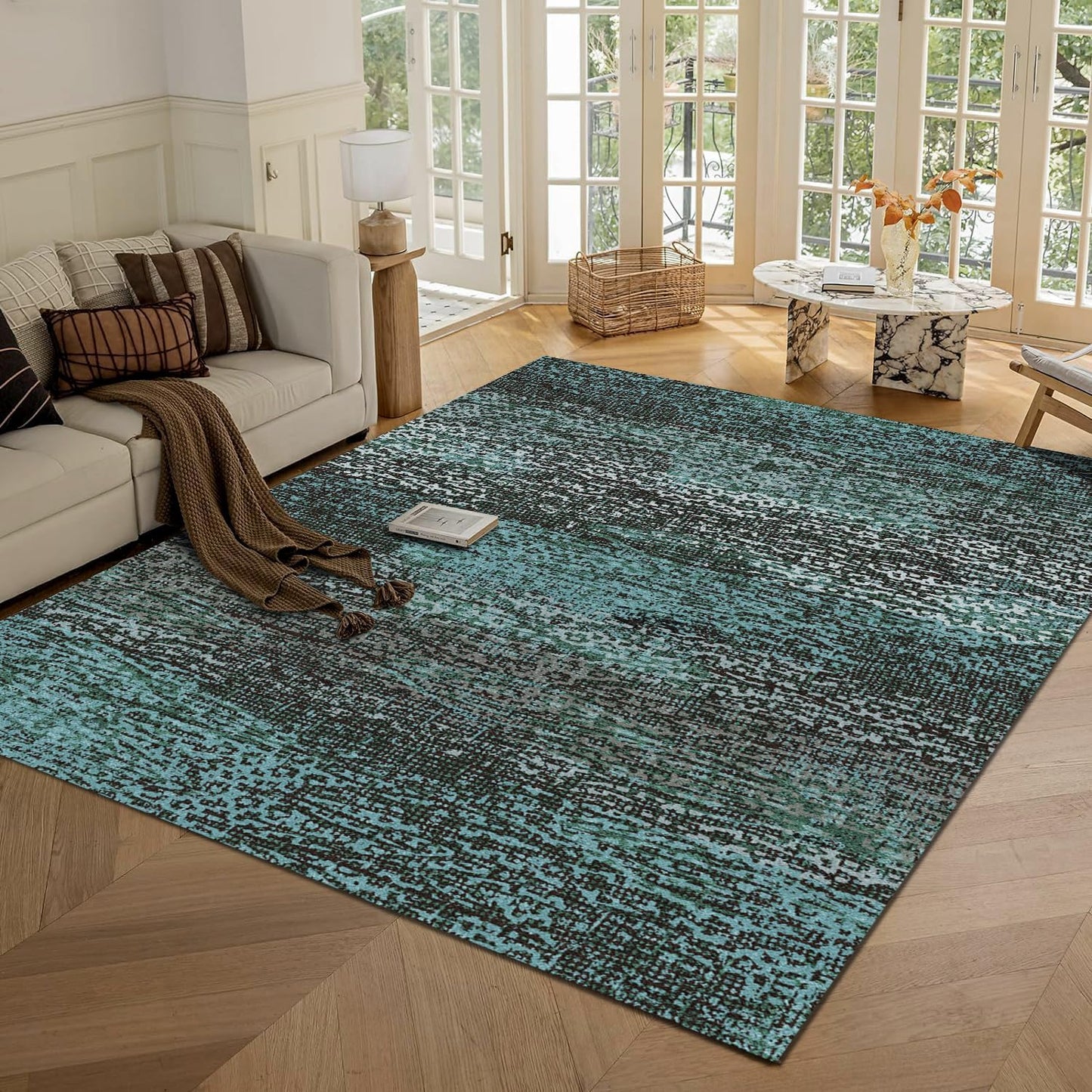Washable Area Rug - Vintage Charm for Living Room & Bedroom