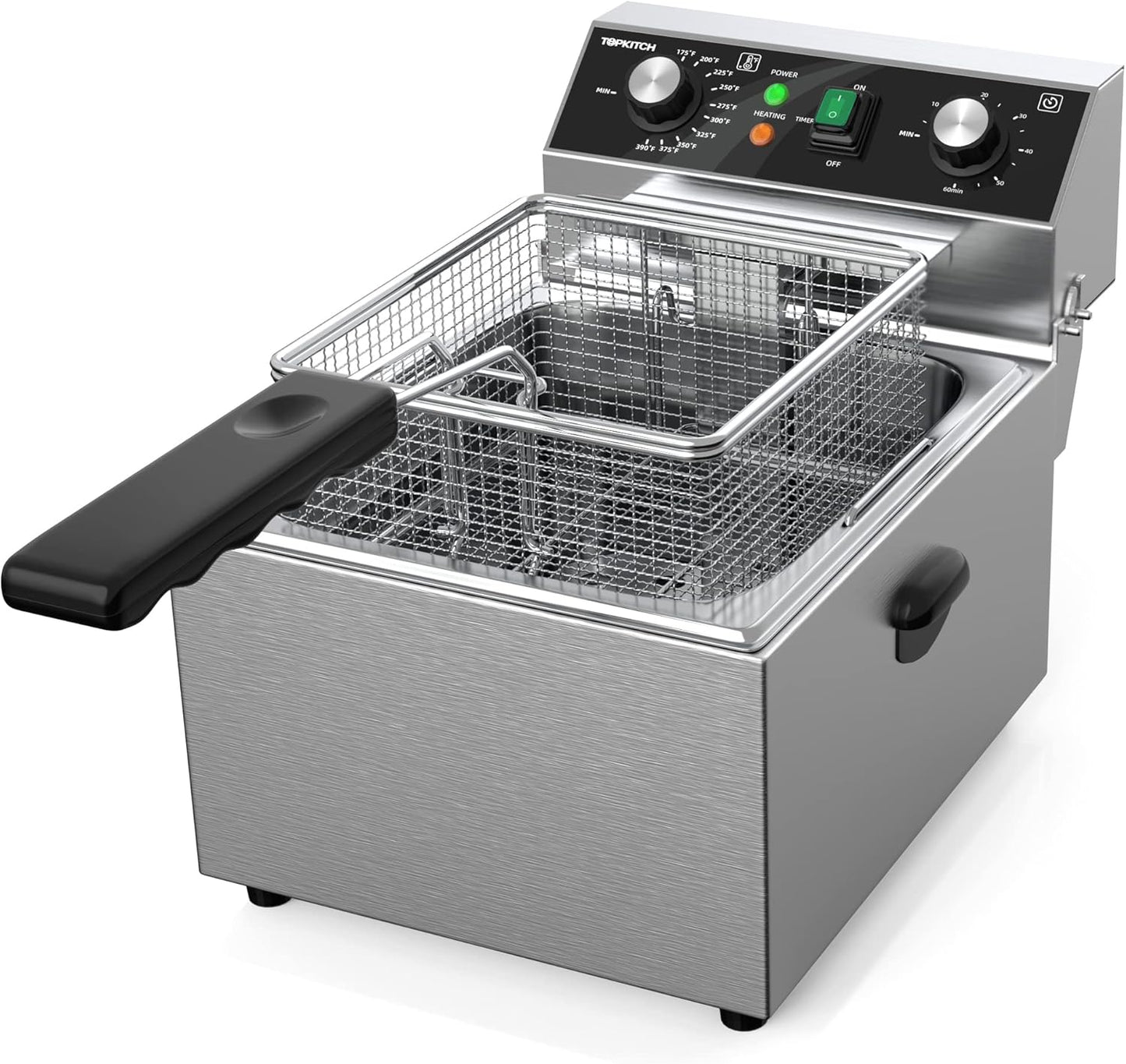 TOPKITCH Stainless Steel Deep Fryer 10L - Powerful 1800W for Home & Restaurant - 60 Min Timer
