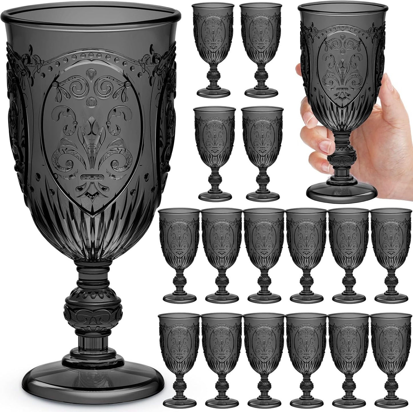 18 Pack Plastic Goblets 10oz for Weddings and Parties
