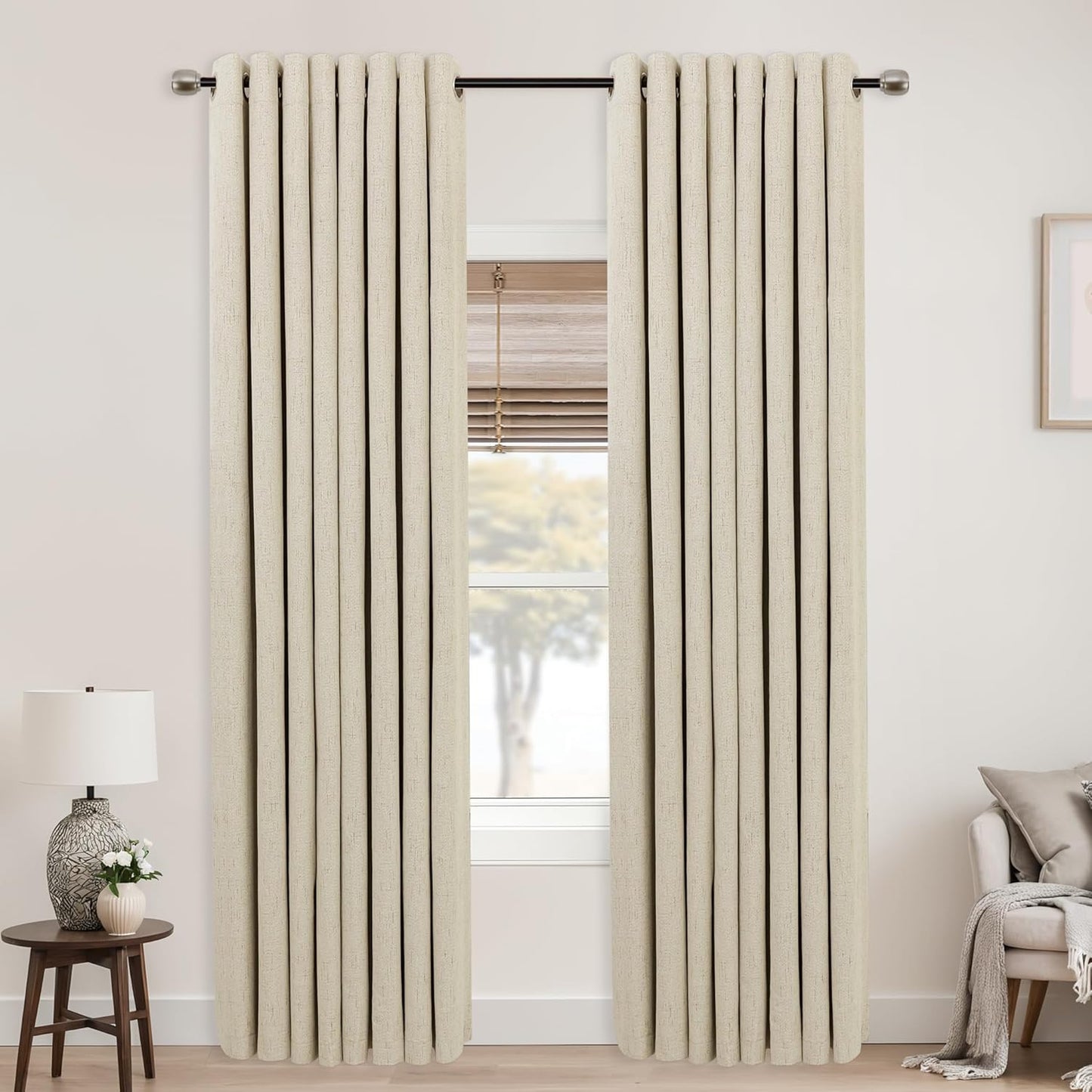 Mrs.Naturall Light Tan Grommet Linen Blackout Curtains Review