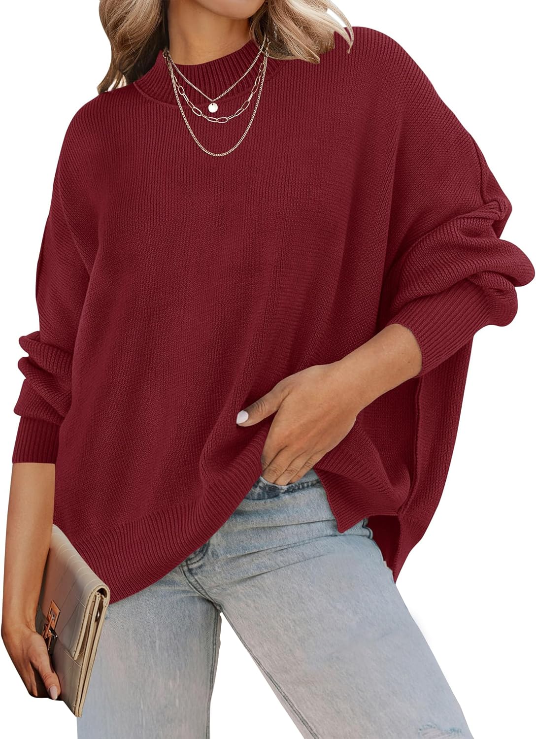 ZESICA Women's Casual Long Sleeve Oversized Knit Sweater Tops