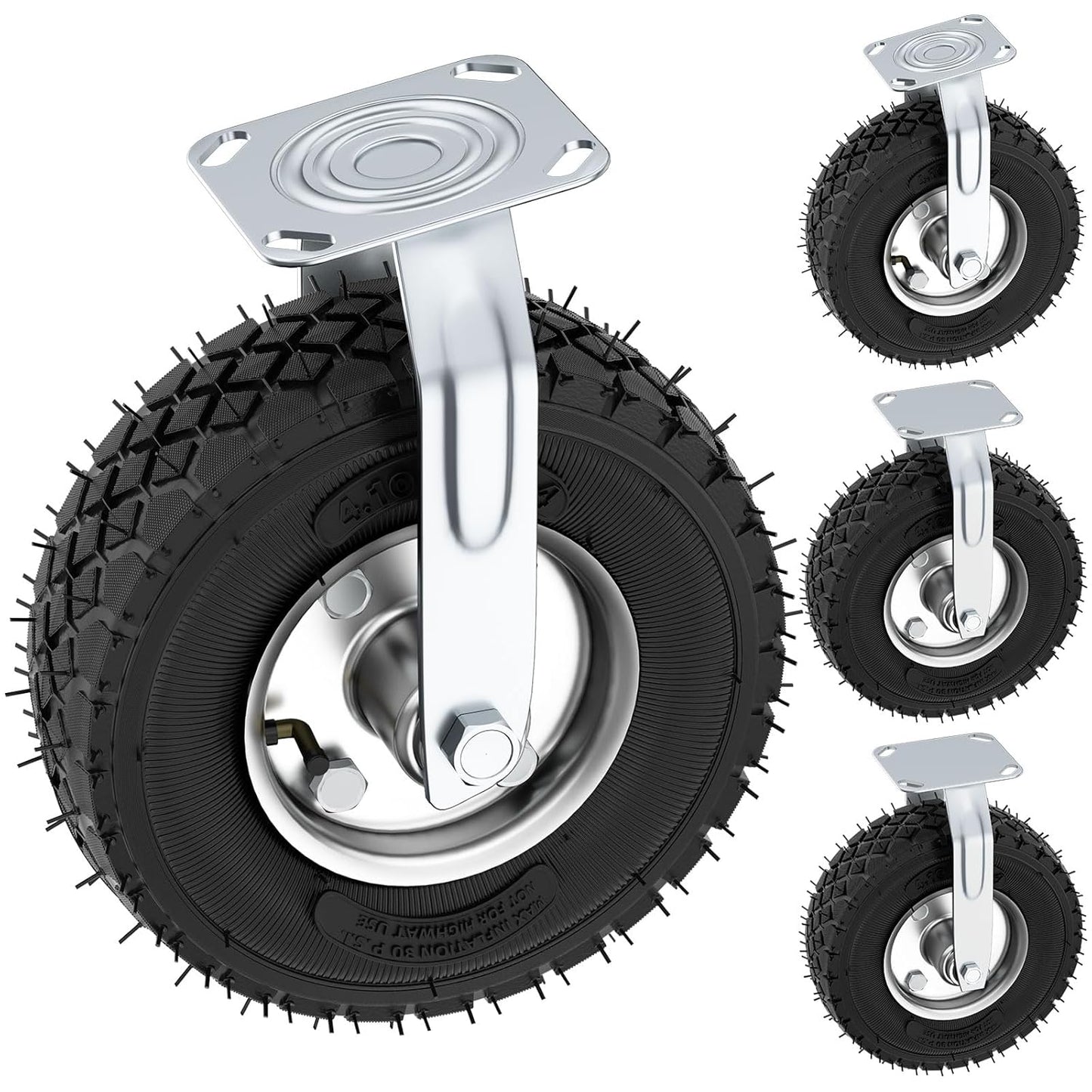 10 Inch Heavy Duty Pneumatic Casters Set for Workbench and Cart