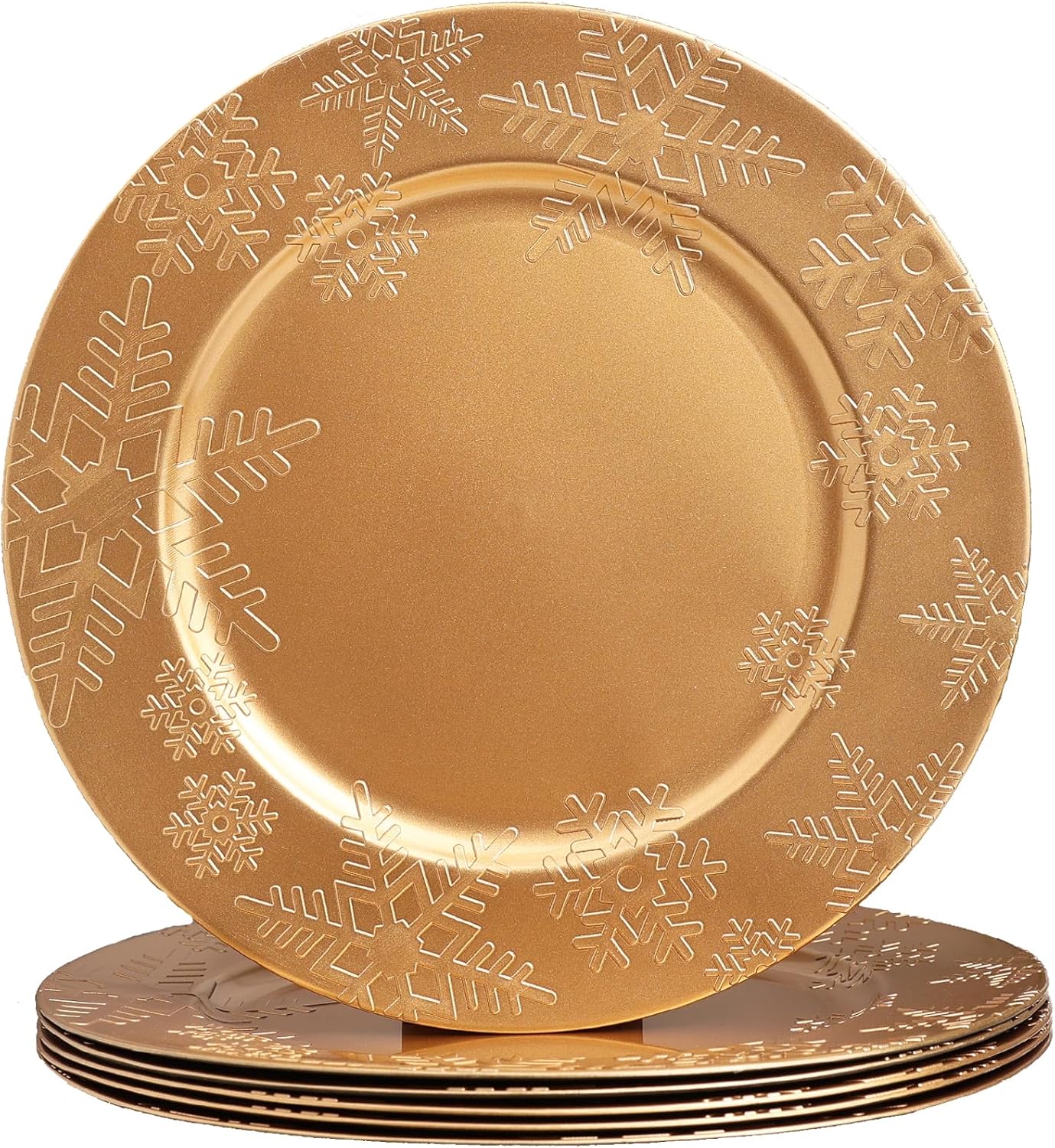Spsyrine Christmas Snowflakes Gold Charger Plates for Dining