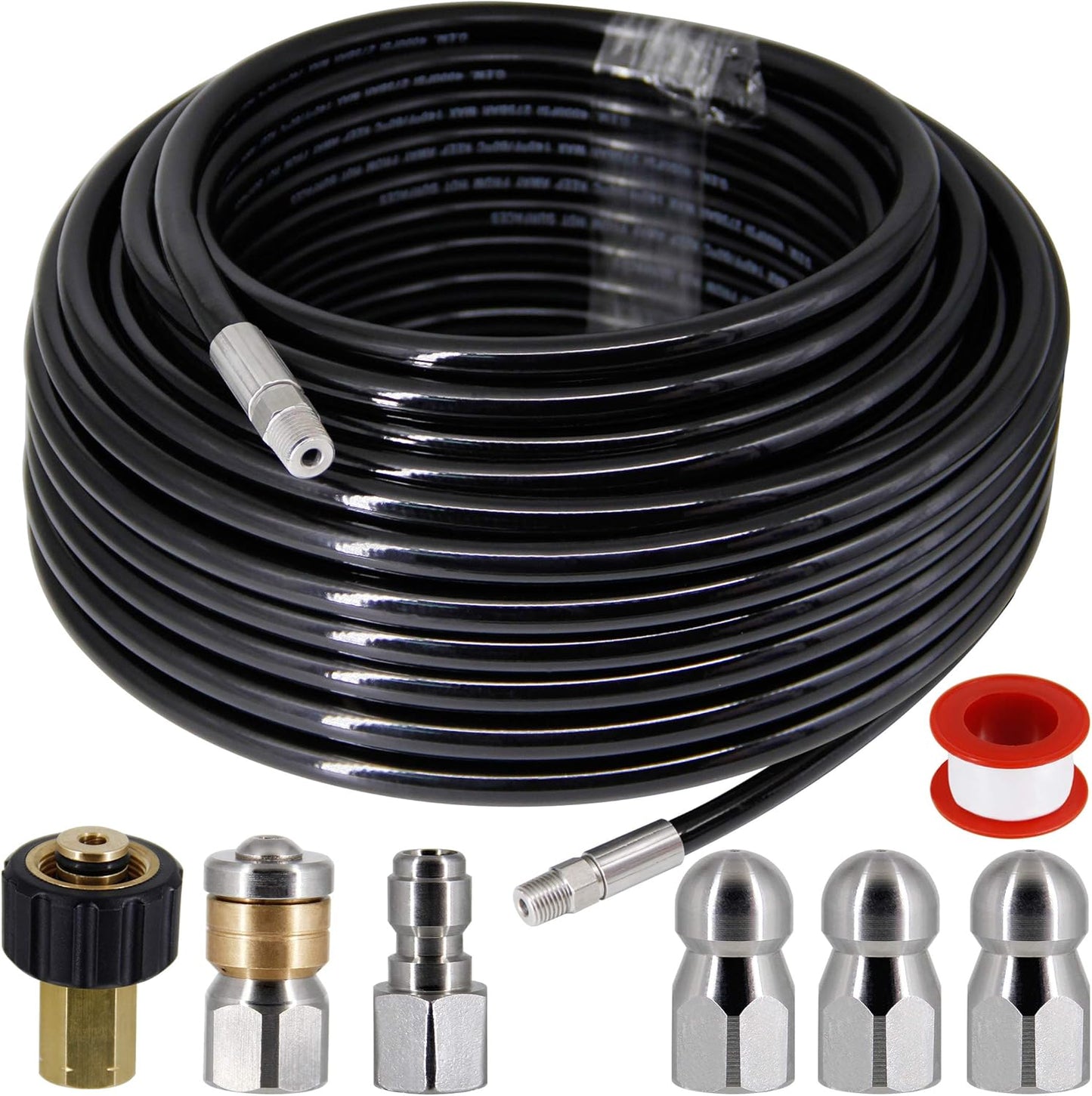 Twinkle Star Sewer Jetter Kit for Pressure Washer - 100 ft Hose