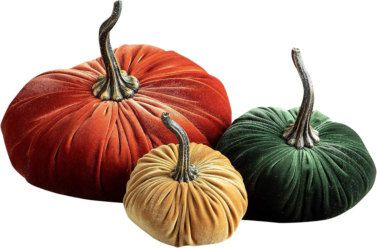Velvet Pumpkins Set of 3 for Modern Rustic Decor and Centerpieces