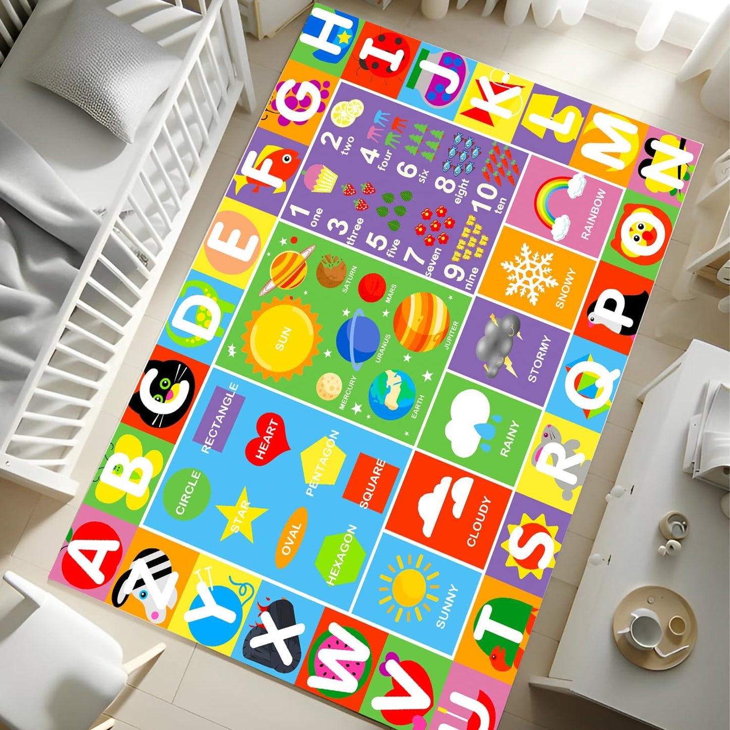 Soft ABC Kids' Rug with Non-Slip Backing for Playroom Fun