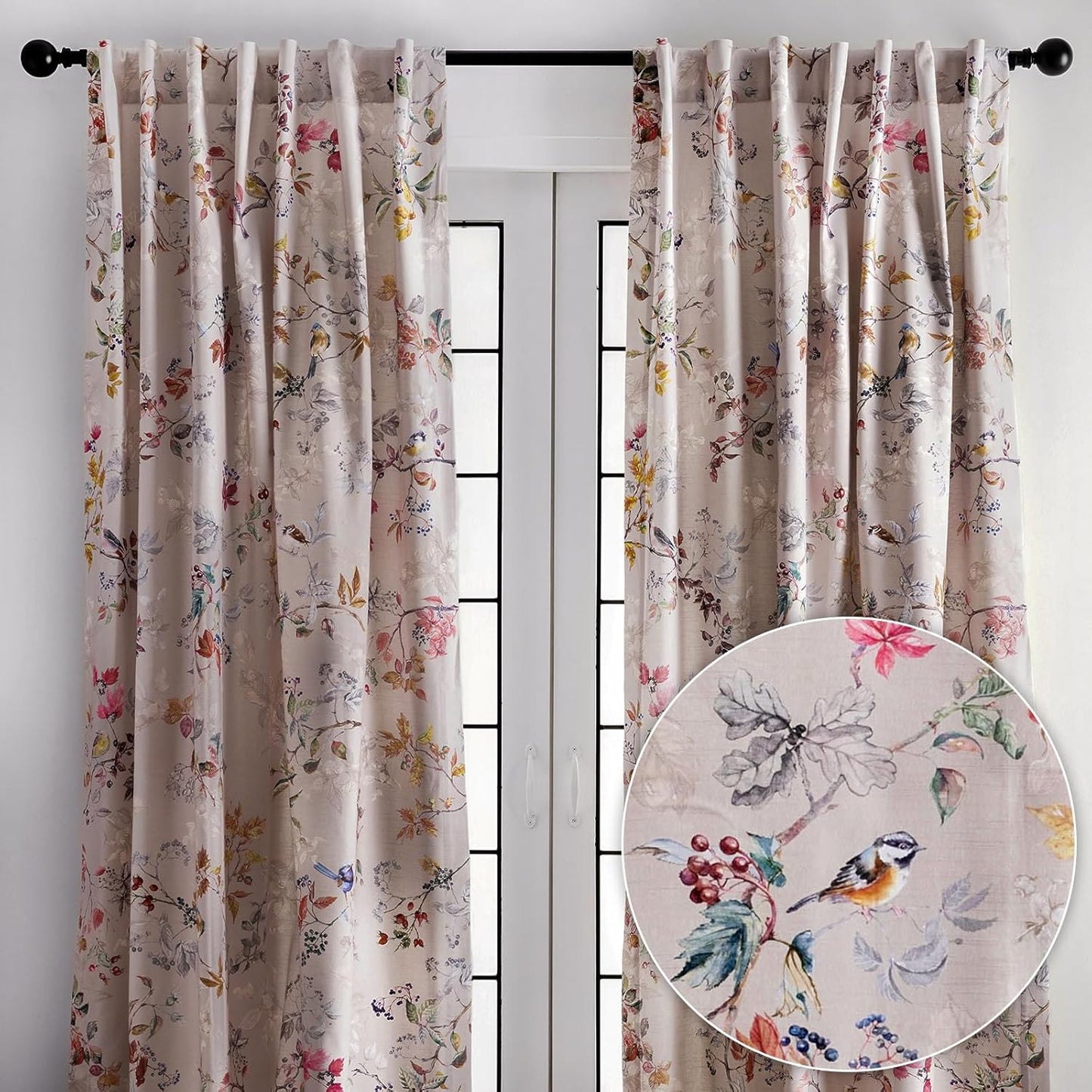 Elegant 100% Cotton Light Filtering Curtains for Living Room
