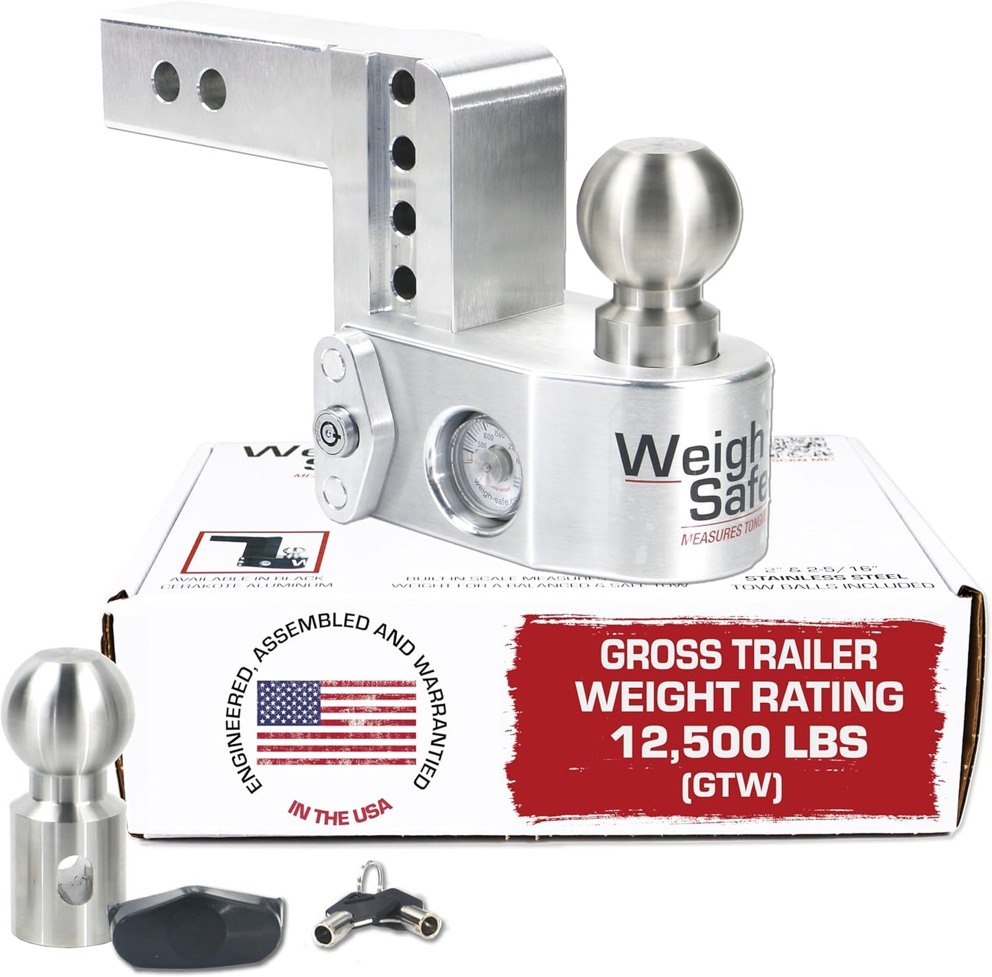 Weigh Safe Aluminum Adjustable Trailer Hitch with Scale Feature