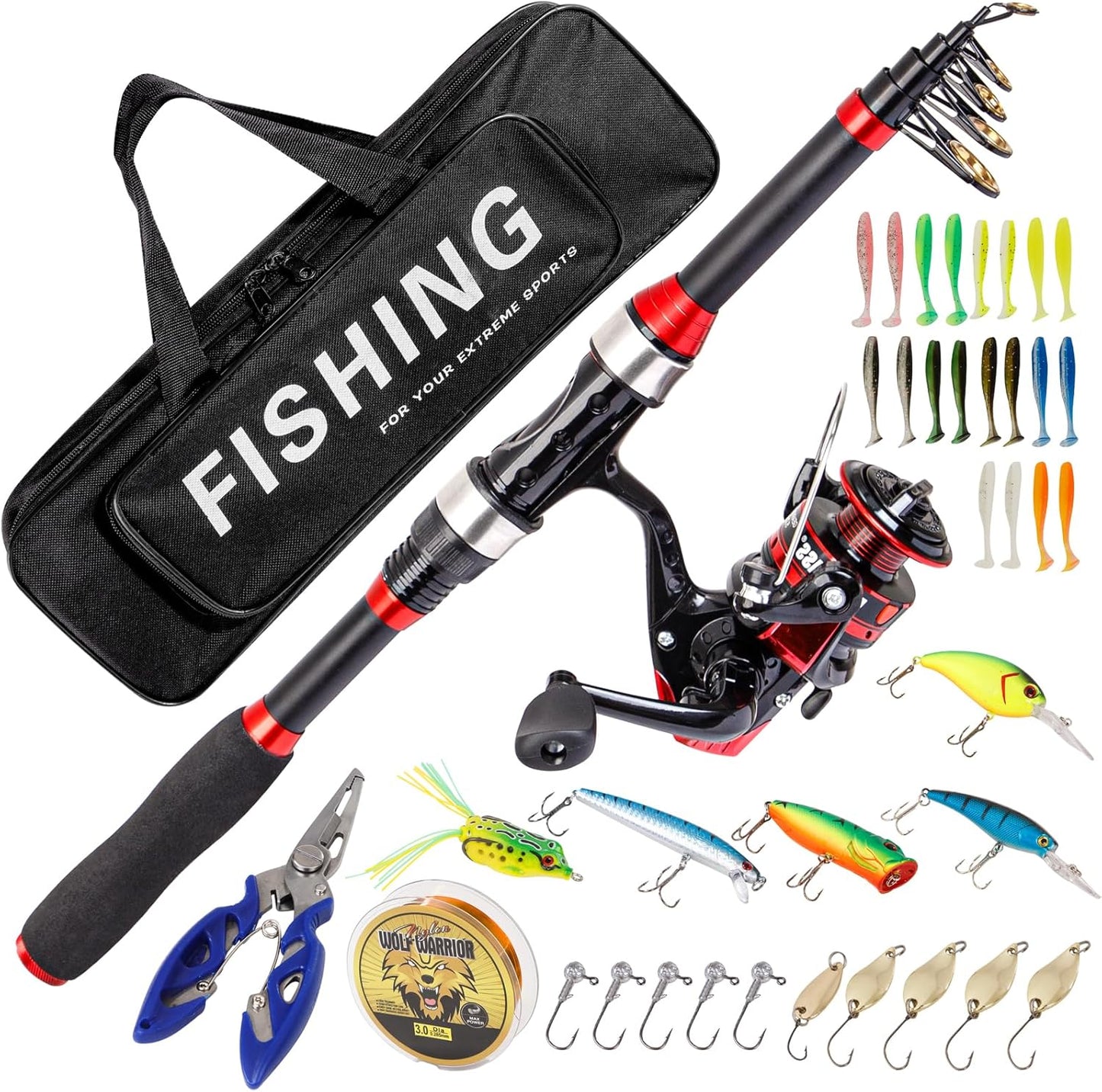 Fiberglass Telescopic Fishing Rod Combo - Travel Ready!