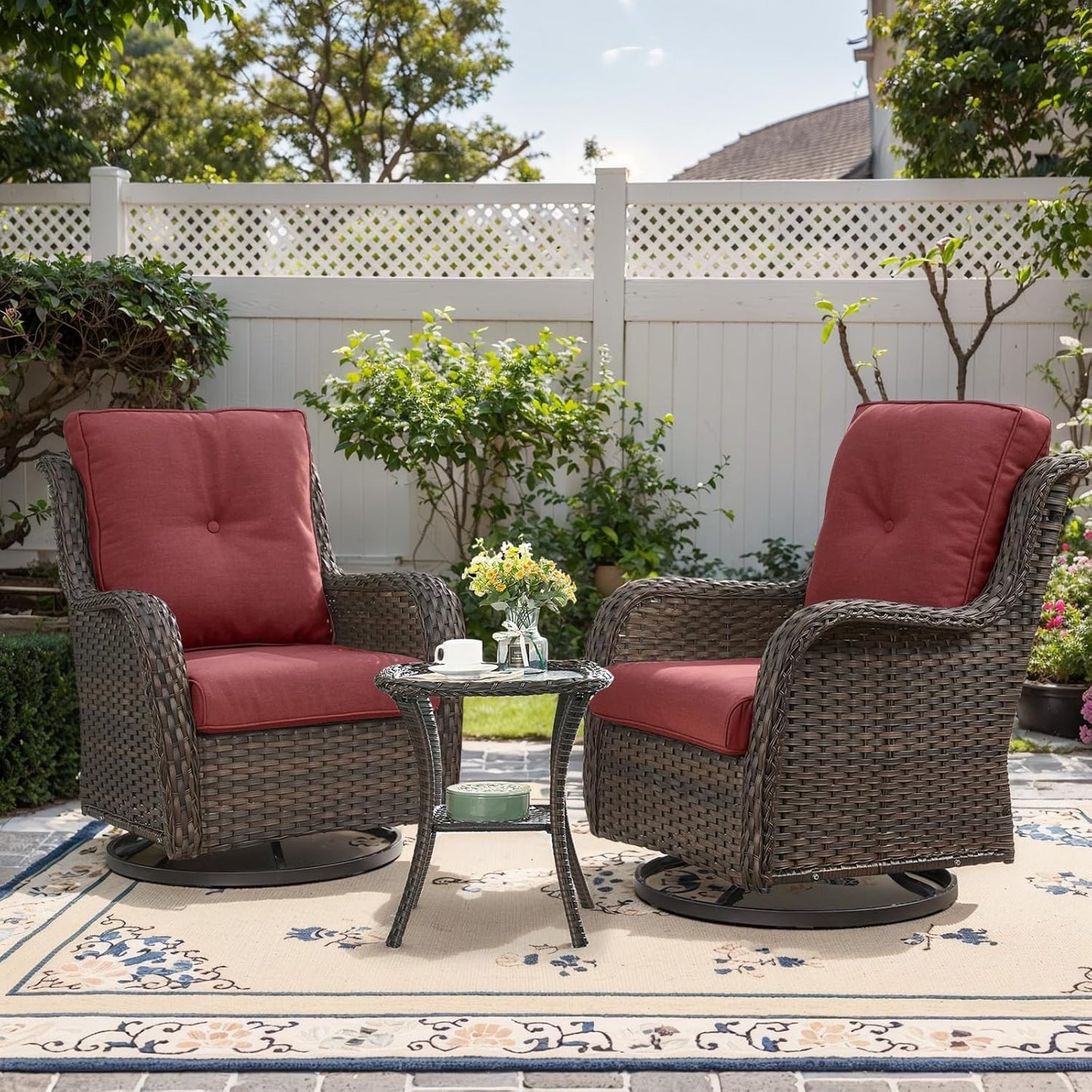 Outdoor Swivel Rocker Patio Chairs Set for Relaxing Comfort