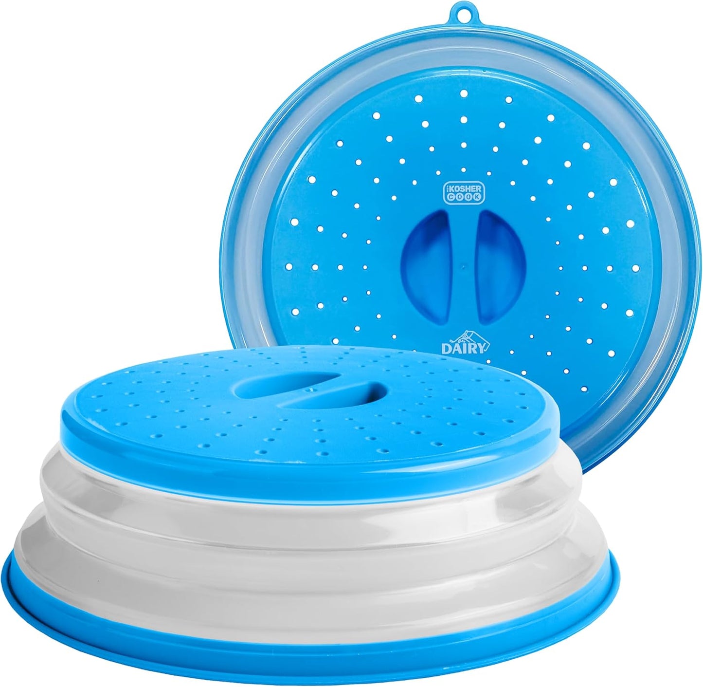 Collapsible Dairy Blue Microwave Plate Cover - Splatter Prevention