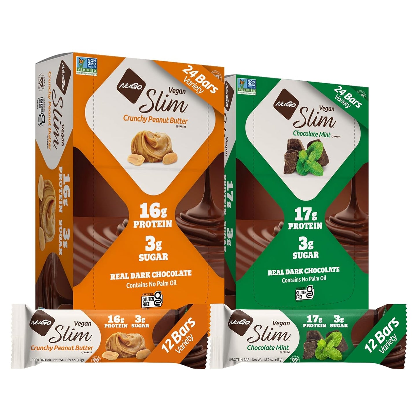 NuGo Slim Vegan Protein Bars - Low Carb, High Fiber Snacks