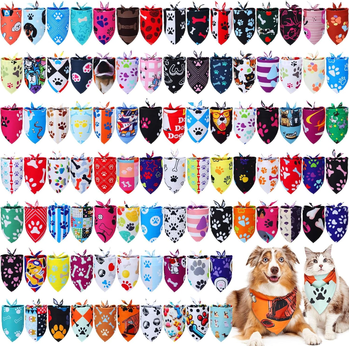 100 Pcs Colorful Triangle Dog Bandanas for Stylish Pets