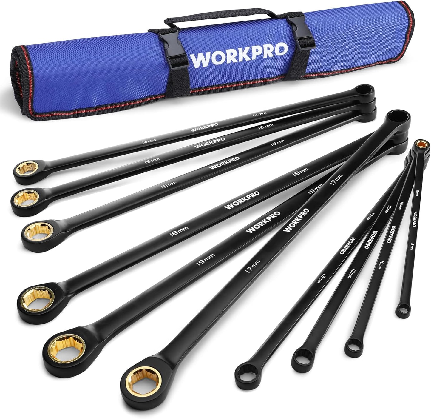 WORKPRO Extra Long Ratcheting Wrench Set for Precision Tasks