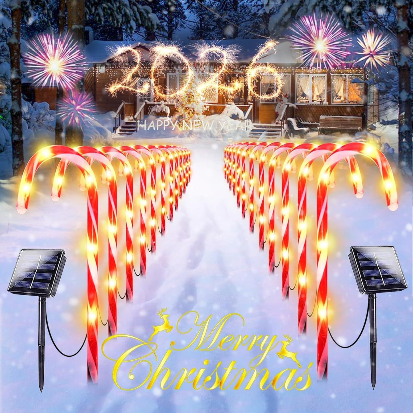 Upgraded Solar Candy Cane Lights for Outdoor Christmas Decor