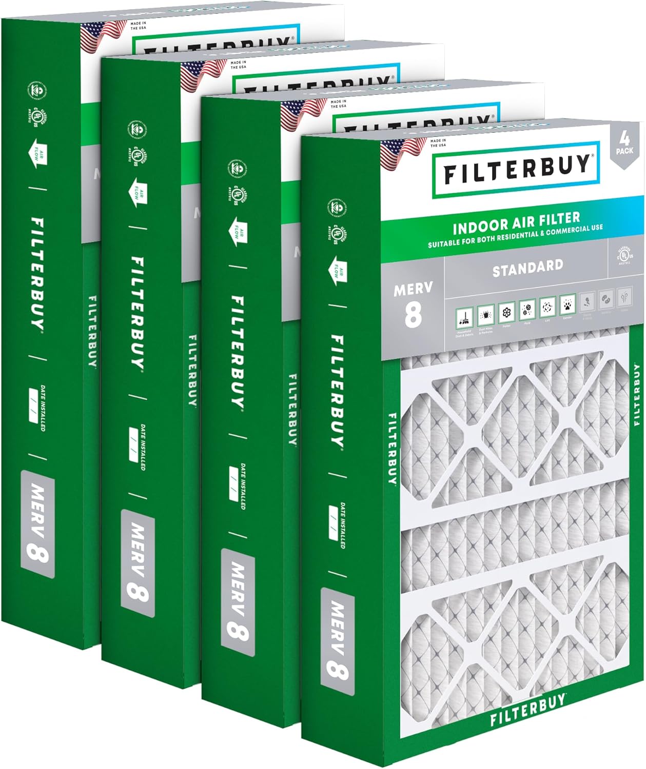 Filterbuy 17x26x4 Air Filter MERV 8 for Dust & Allergy Defense