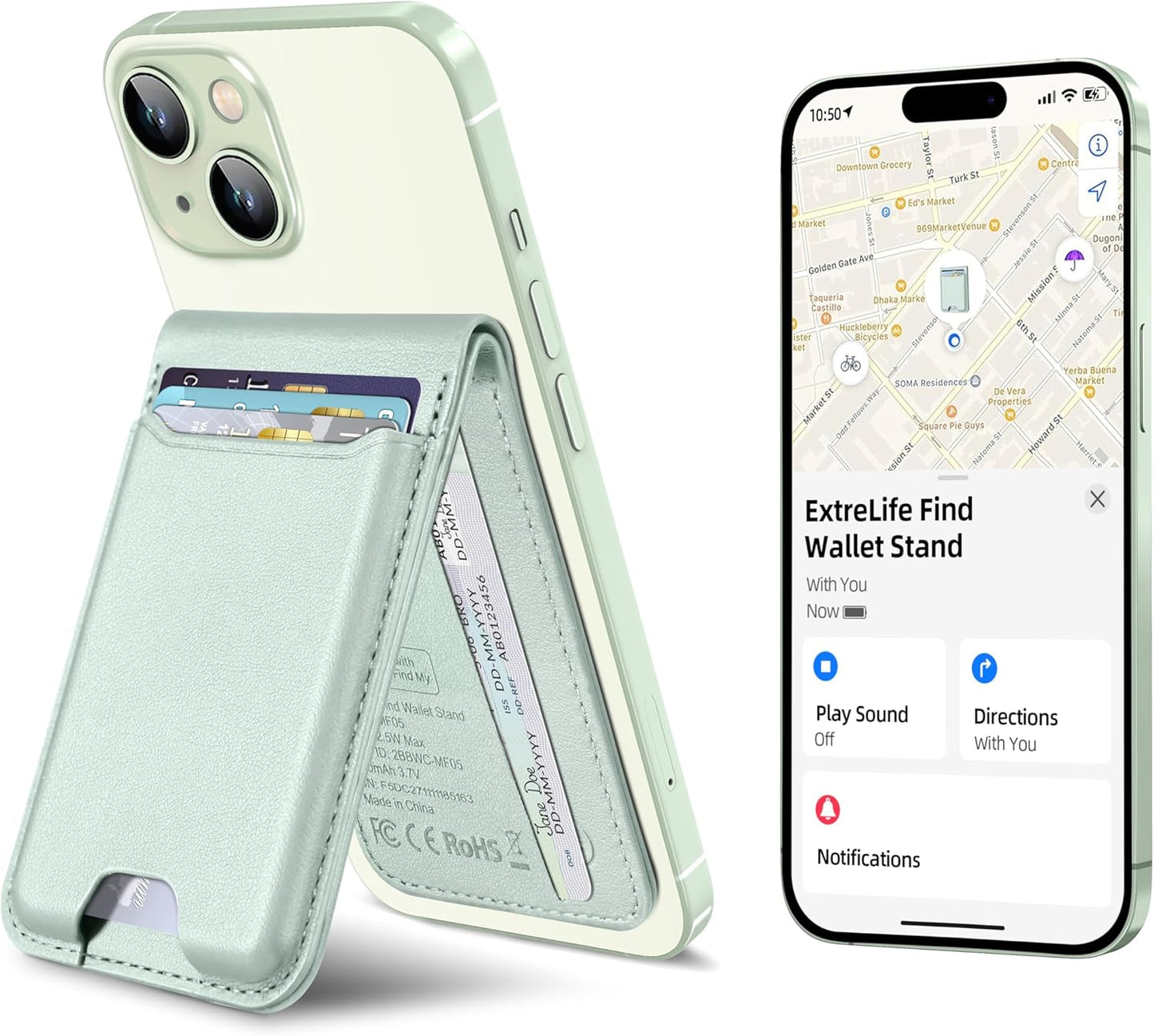Magnetic Wallet for iPhone with Find My Functionality and Stand