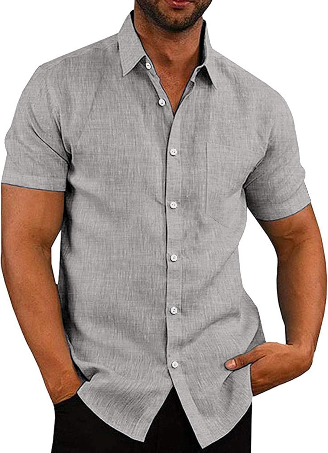COOFANDY Men's Casual Button Down Linen Shirts for Summer