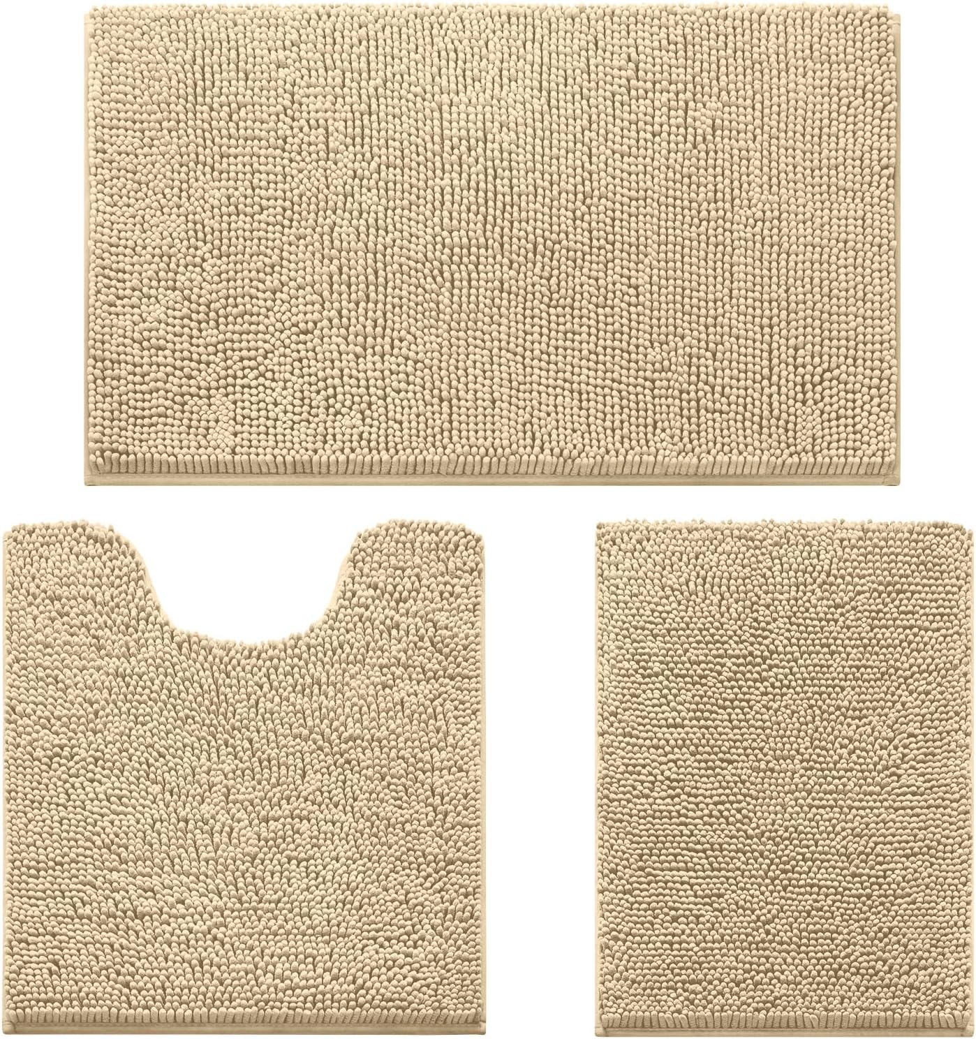 Ultra Soft Non Slip Chenille Bathroom Rugs Set for Cozy Comfort