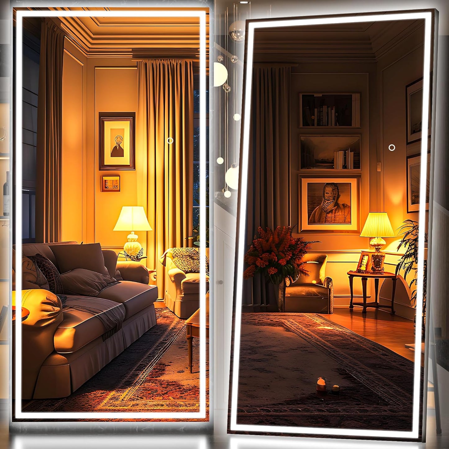 Hasipu Full Length Mirror with Lights - Dimmable LED Floor Mirror
