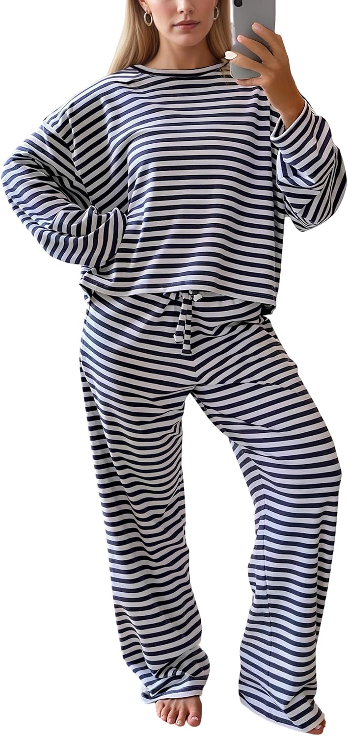 MISSACTIVER Women's Striped 2 Piece Lounge Set for Comfort