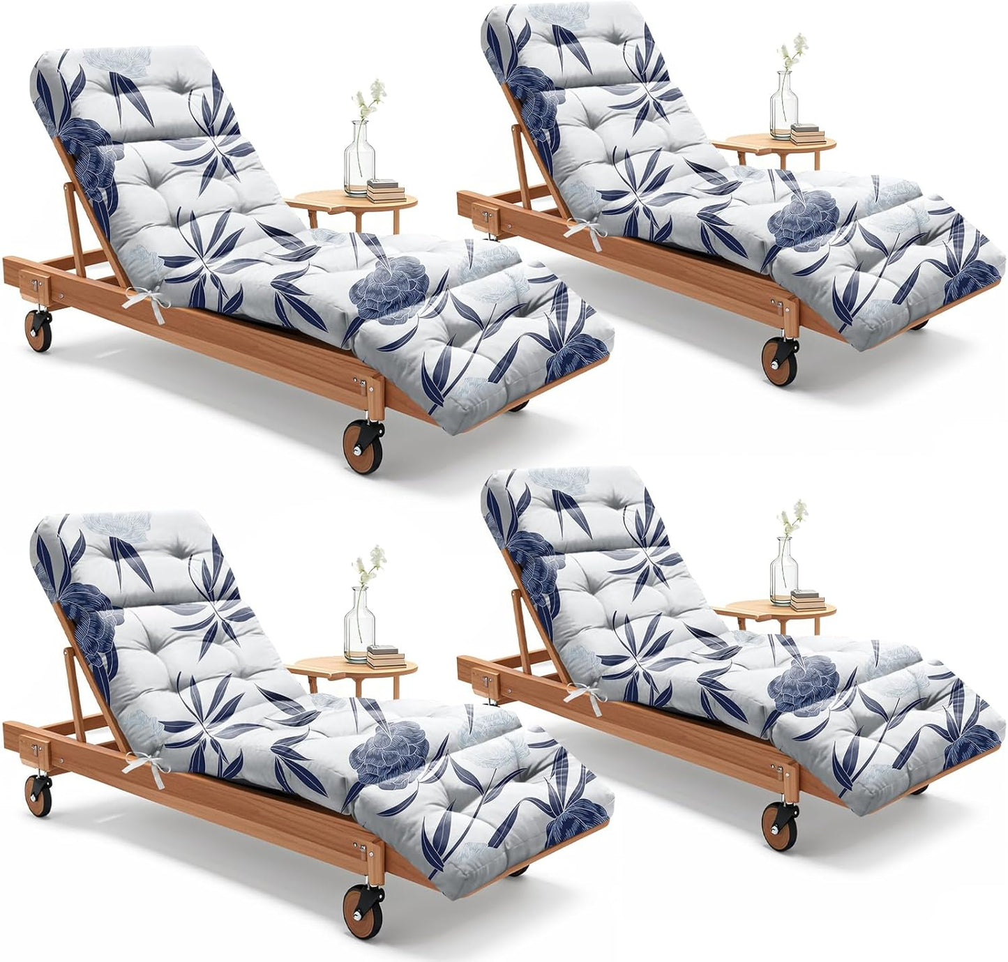 Outdoor Chaise Lounge Chair Cushion 4 Pack Waterproof Comfort