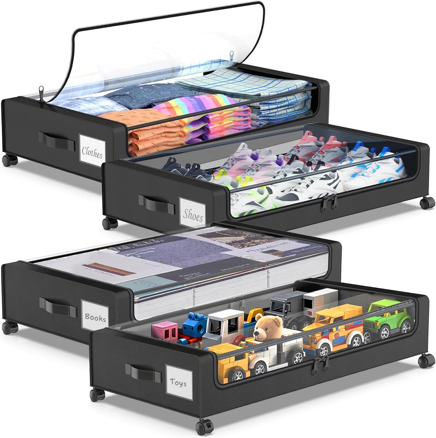 Under Bed Storage with Wheels for Clothes and Shoes Organizer