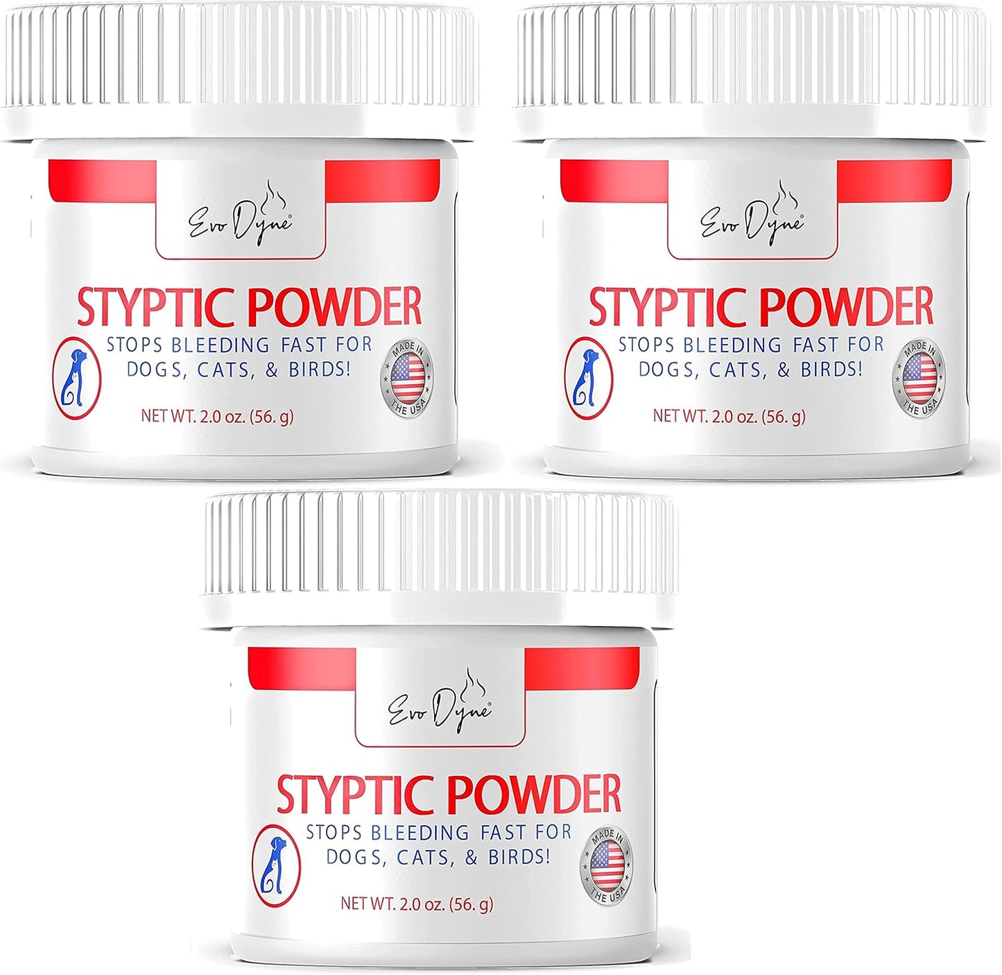 3-PK Styptic Powder for Dogs, Cats, and Birds - Fast-Acting Relief