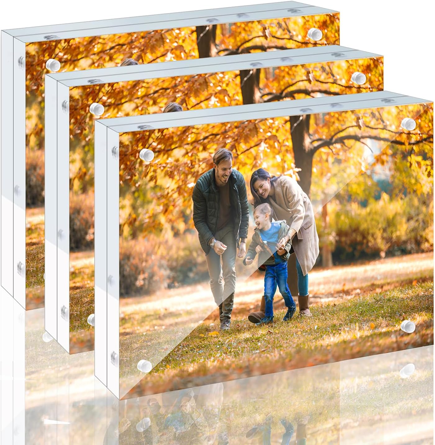 3 Pack 6x8 Acrylic Picture Frames - Modern Double Sided Display
