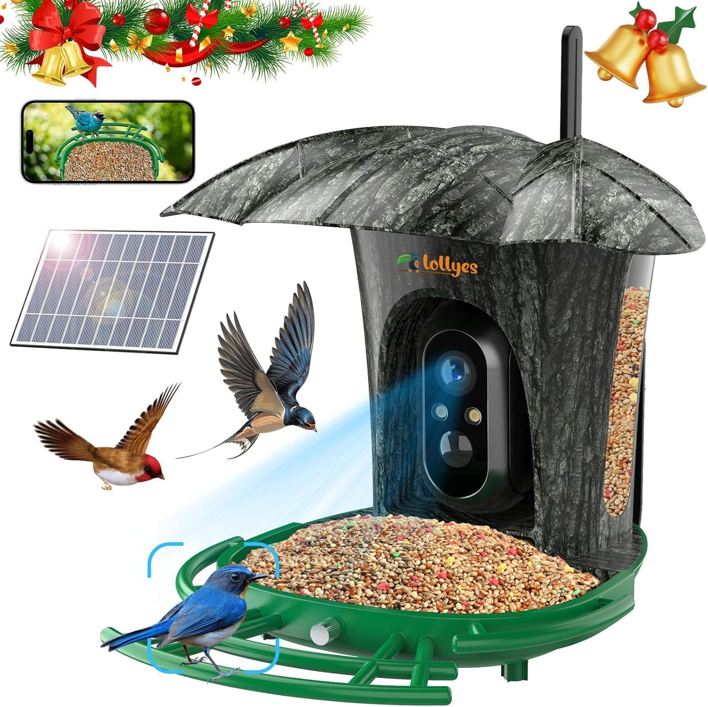 1080P HD Bird Feeder Camera with AI Identification