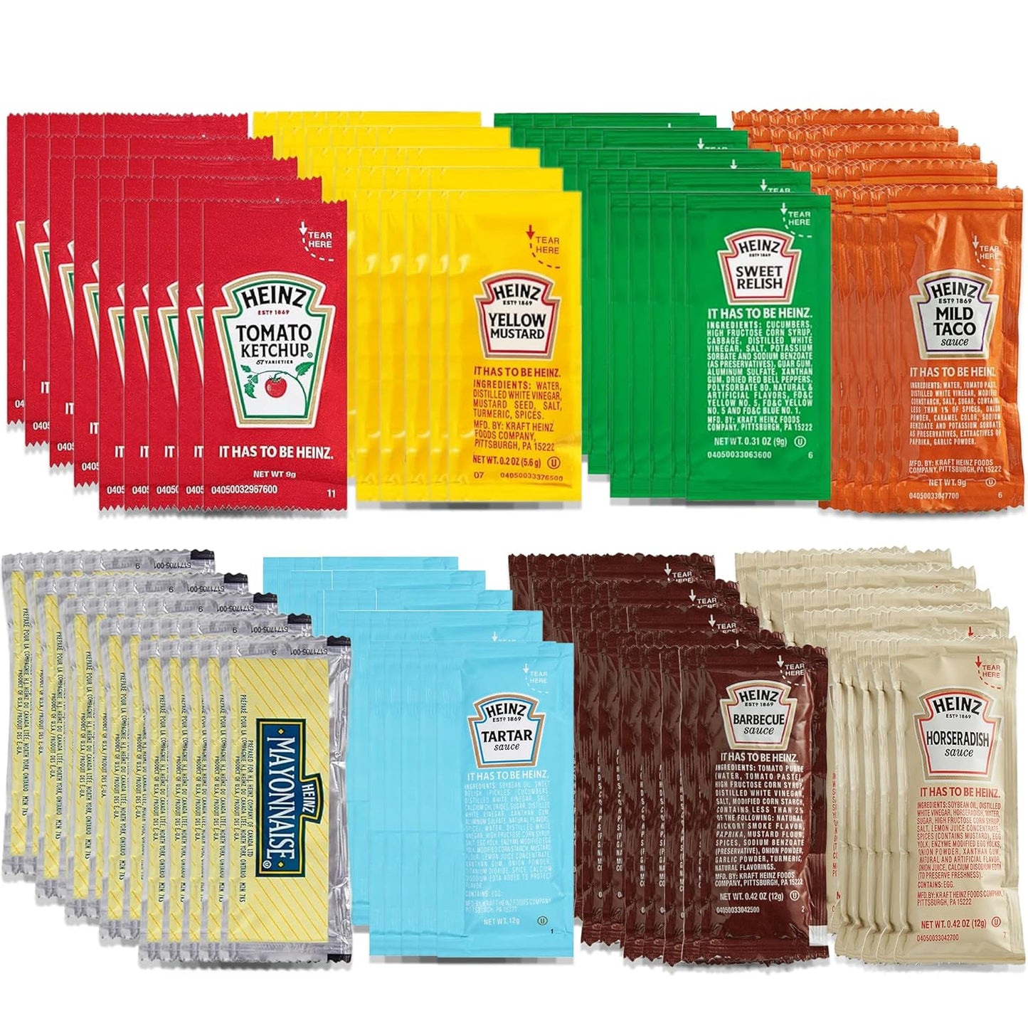 Condiment Packets Variety 200 Pack for Every Meal Occasion
