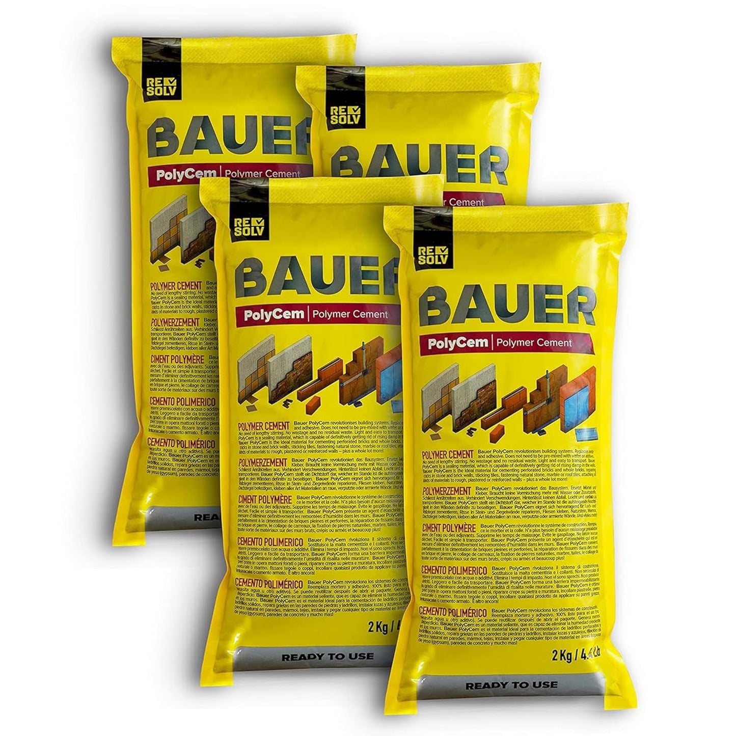 Bauer Instant Polymer Cement 4-Pack for Concrete Crack Repair