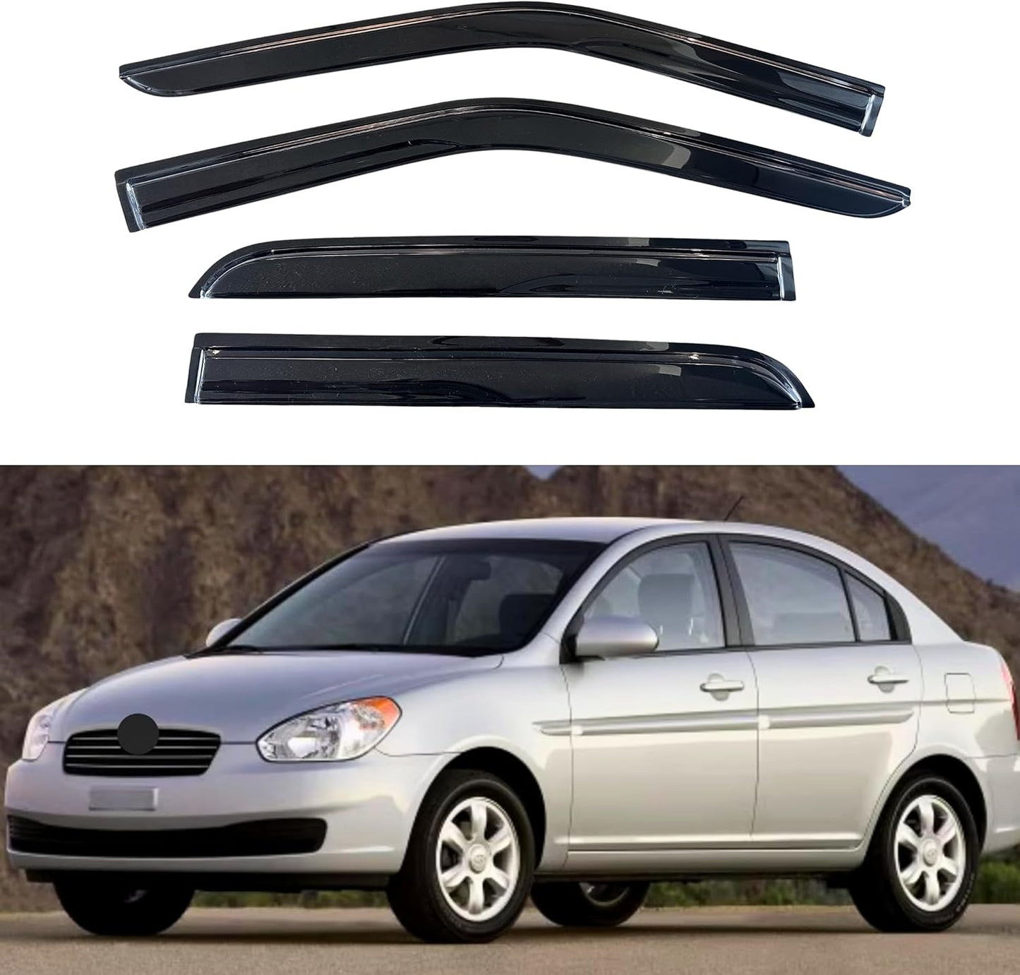 KPY Window Visor for Hyundai Accent Sedan 2006-2010 - 4PC Rain Guard