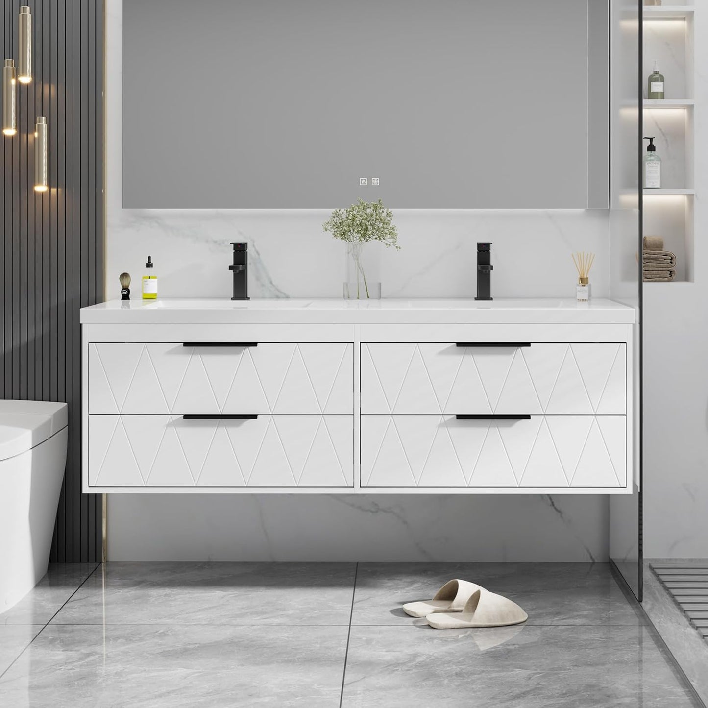 eclife 60 Inch Bathroom Vanity Cabinet with Sink Combo