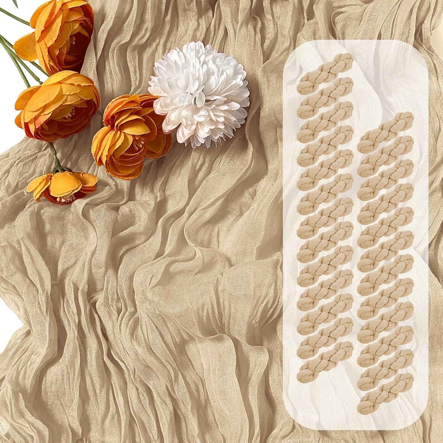 25 Pack Beige Cheesecloth Table Runner for Elegant Events