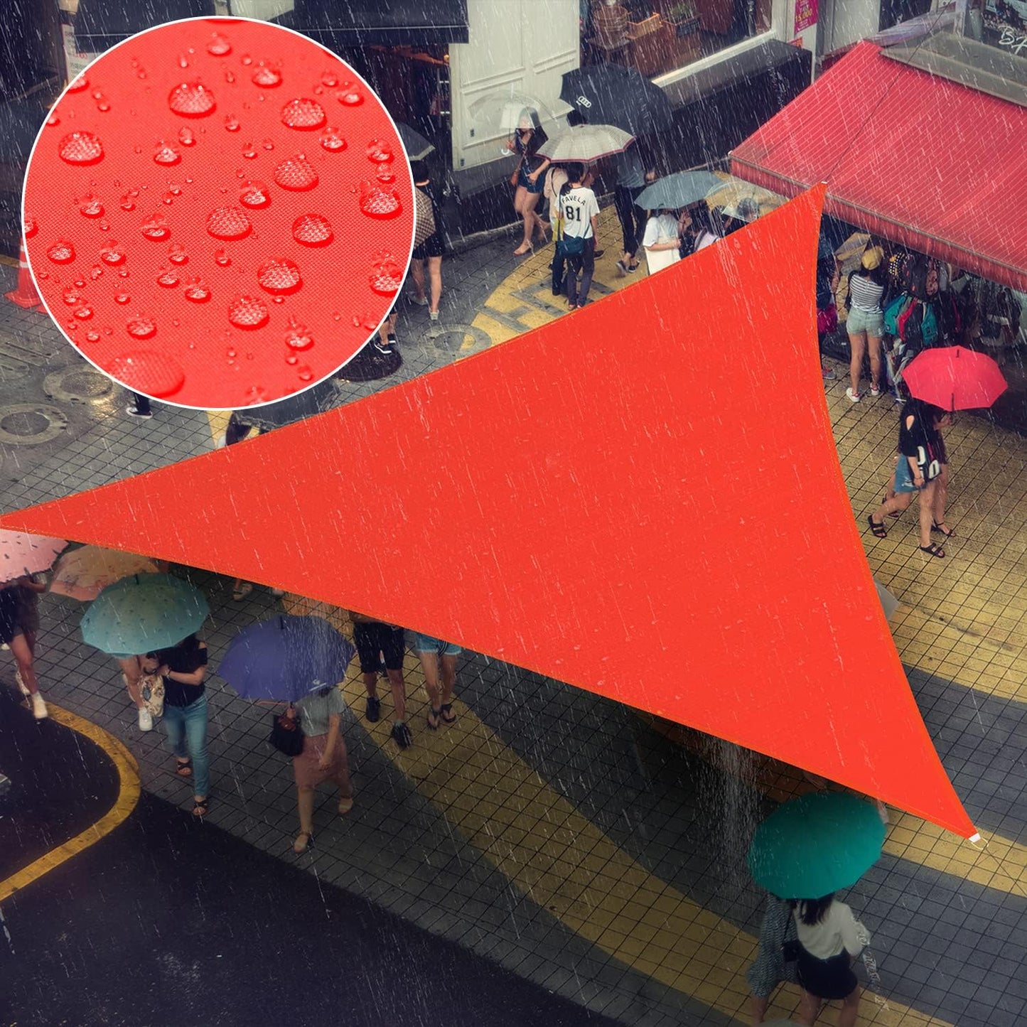 Amgo Custom Size Waterproof Red Triangle Sun Shade Sail for Outdoors