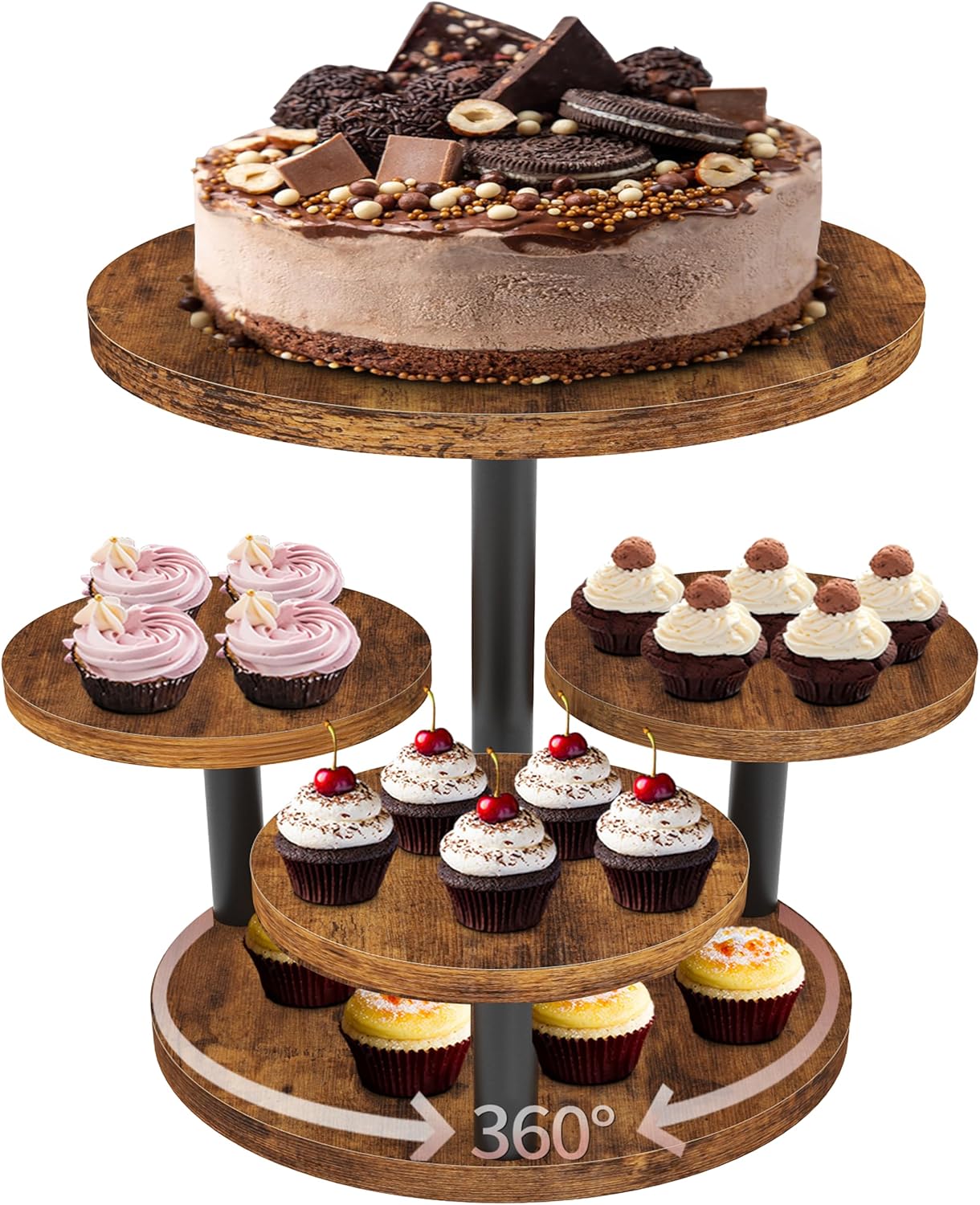 Rotatable Cupcake Stand for 50 Cupcakes - Rustic Display Set