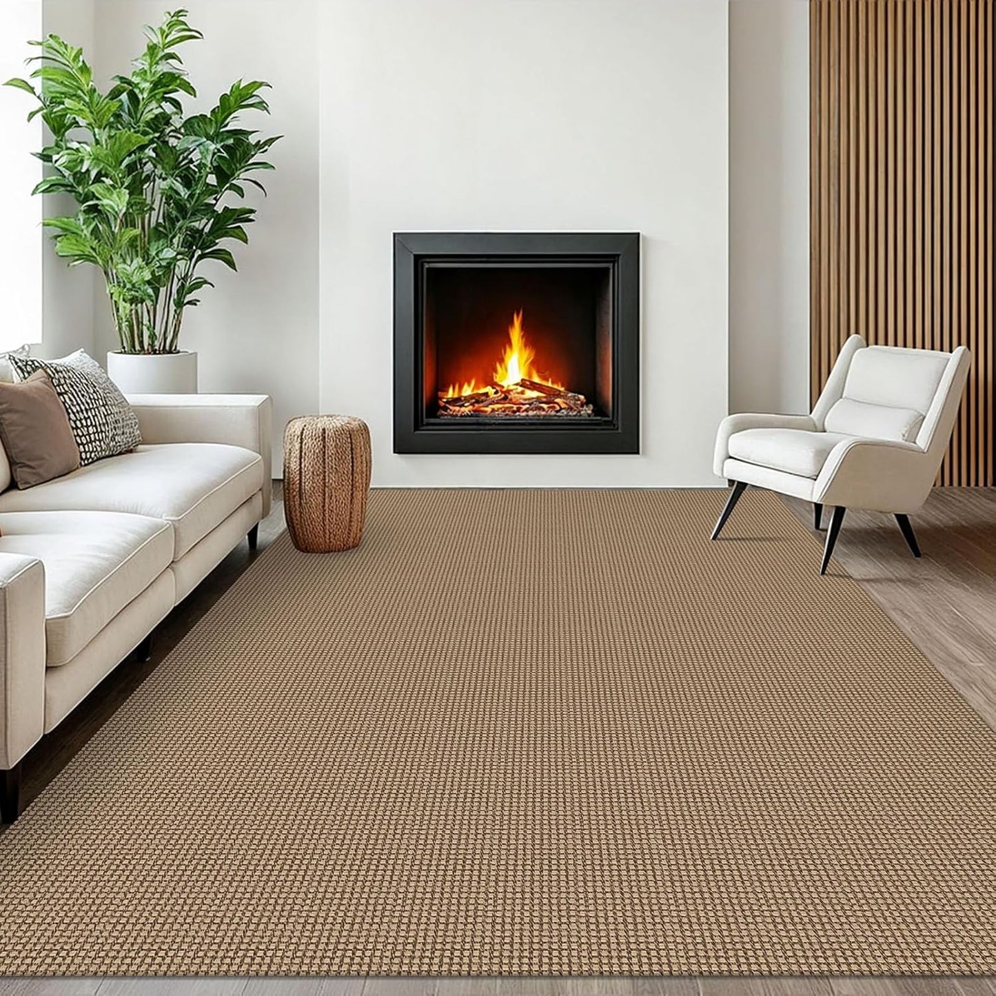 Woven Area Rugs 6x9 Ft Non Slip Rubber Backed for Living Room